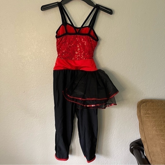 Revolution Dancewear "Lose Yourself to Dance" costume red & black sequins, MC. - Picture 7 of 16